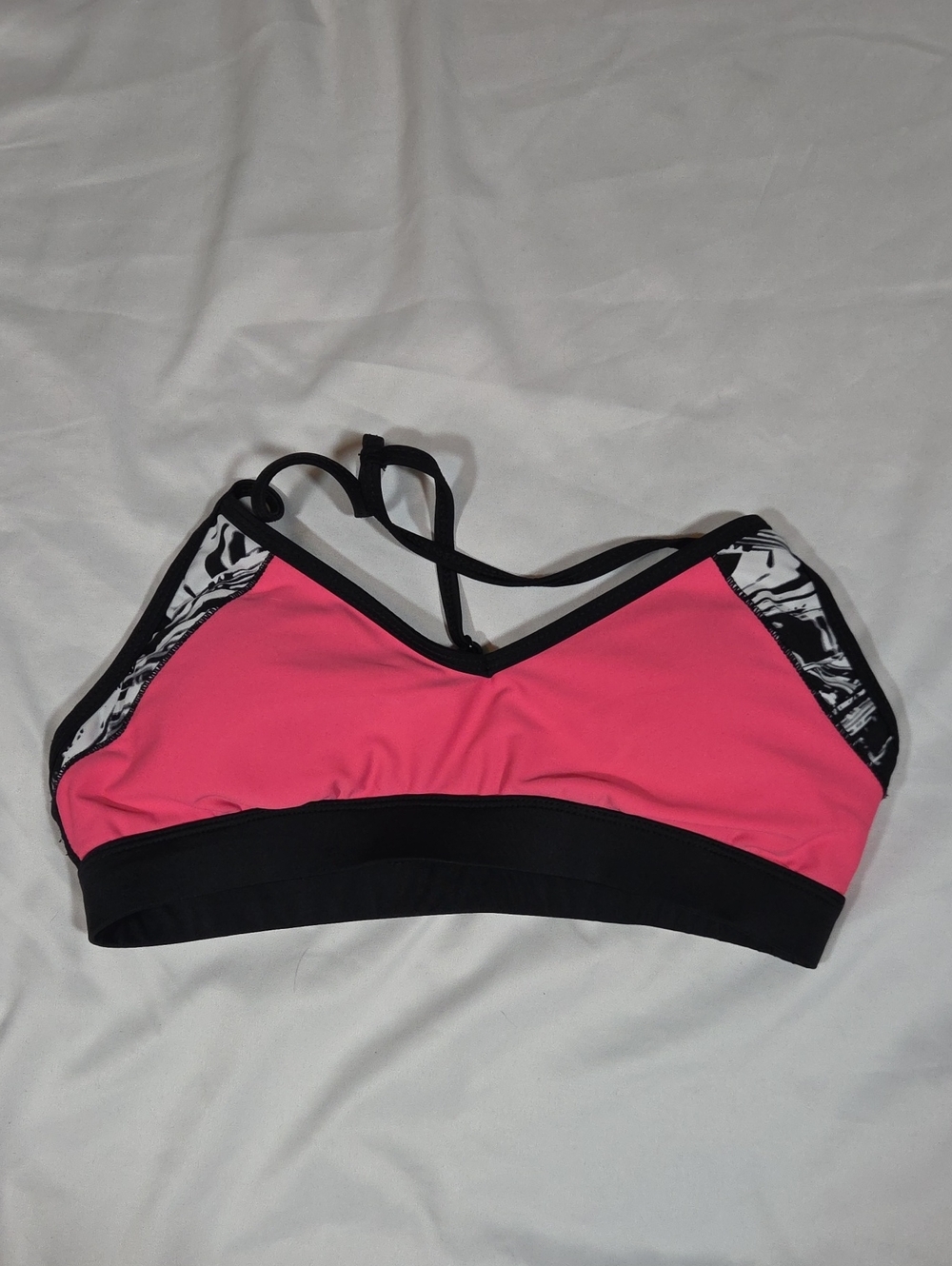 RBX Hot Pink And Black Sports Bra Racerback T-strap Design Size S